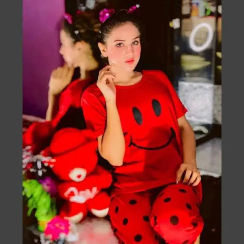 Cozy Printed Cotton Jersey Night Suit - 2 Pcs